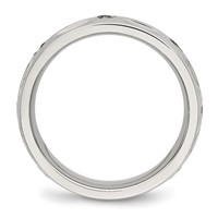 Stainless Steel Polished Band with CZ 6mm Grooved view 2
