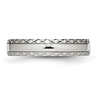 Chisel Stainless Steel Polished Satin Center Criss Cross Design 5mm Grooved Band view 3