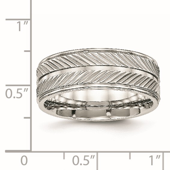 Stainless Steel Polished 8mm Grooved Ring