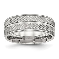 Stainless Steel Polished 8mm Grooved Ring view 1