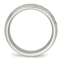 Chisel Stainless Steel Polished Band with Brushed Center 7mm Grooved view 2