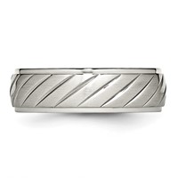 Chisel Stainless Steel Polished Band with Brushed Center 7mm Grooved view 3