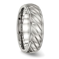 Chisel Stainless Steel Polished Band with Brushed Center 7mm Grooved view 4