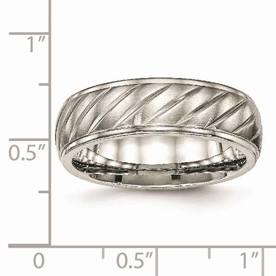 Chisel Stainless Steel Polished with Brushed Center 7mm Grooved Band