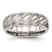 Chisel Stainless Steel Polished Band with Brushed Center 7mm Grooved view 1