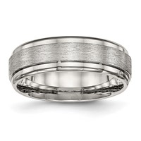 Chisel Stainless Steel Brushed and Polished 7mm Ridged Edge Band view 1