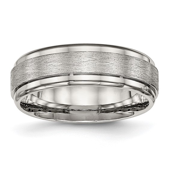 Chisel Stainless Steel Brushed and Polished 7mm Ridged Edge Band
