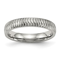 Chisel Stainless Steel Polished and Textured 4mm Band view 1