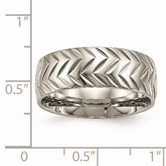 Stainless Steel Polished Diamond Cut 8mm Band