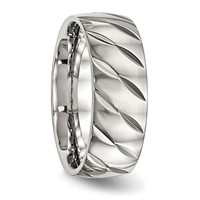 Stainless Steel Polished Diamond Cut 8mm Band view 4