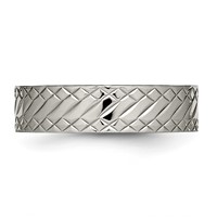 Stainless Steel Polished and Textured Criss Cross Design 6mm Band view 3