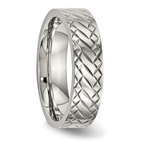 Stainless Steel Polished and Textured Criss Cross Design 6mm Band view 4
