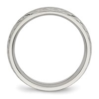 Stainless Steel Polished and Textured Criss Cross Design 6mm Band view 2