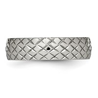 Stainless Steel Polished and Textured Criss Cross Design 6mm Band view 3