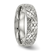 Stainless Steel Polished and Textured Criss Cross Design 6mm Band view 4