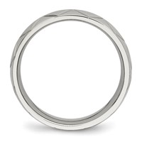 Stainless Steel Polished and Diamond Cut Criss Cross Design 6mm Band view 2