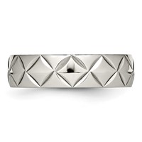 Stainless Steel Polished and Diamond Cut Criss Cross Design 6mm Band view 3