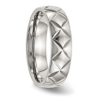 Stainless Steel Polished and Diamond Cut Criss Cross Design 6mm Band view 4