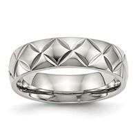 Stainless Steel Polished and Diamond Cut Criss Cross Design 6mm Band view 1