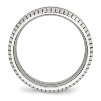 Chisel Stainless Steel Polished and Textured 7mm Grooved Band view 2