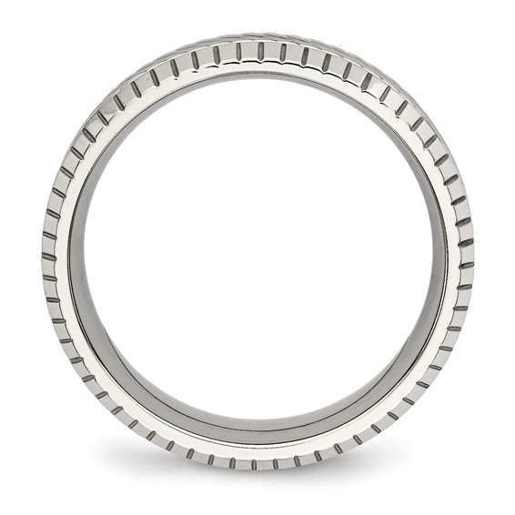 Chisel Stainless Steel Polished and Textured 7mm Grooved Band