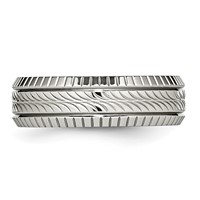 Chisel Stainless Steel Polished and Textured 7mm Grooved Band view 3