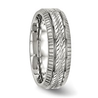 Chisel Stainless Steel Polished and Textured 7mm Grooved Band view 4