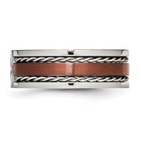 Chisel Stainless Steel Brushed and Polished Brown IP-plated.02 Carat Diamond 8mm Band view 3
