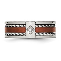 Chisel Stainless Steel Brushed and Polished Brown IP-plated.02 Carat Diamond 8mm Band view 4