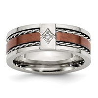 Chisel Stainless Steel Brushed and Polished Brown IP-plated.02 Carat Diamond 8mm Band view 1
