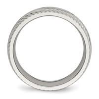Chisel Stainless Steel Polished Diamond Cut 7mm Band view 2
