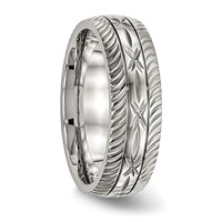 Chisel Stainless Steel Polished Diamond Cut 7mm Band view 4
