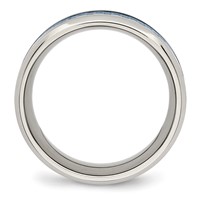 Chisel Stainless Steel Polished Band with Light Blue Carbon Fiber Inlay 8mm view 2