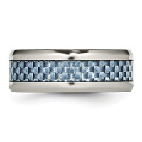 Chisel Stainless Steel Polished Band with Light Blue Carbon Fiber Inlay 8mm view 3