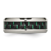 Chisel Stainless Steel Polished Band with Black and Green Carbon Fiber Inlay 8mm view 3