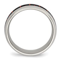 Chisel Stainless Steel Polished Band with Black and Red Carbon Fiber Inlay 8mm view 2