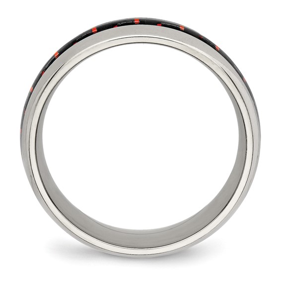 Chisel Stainless Steel Polished with Black and Red Carbon Fiber Inlay 8mm Band