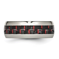 Chisel Stainless Steel Polished Band with Black and Red Carbon Fiber Inlay 8mm view 3