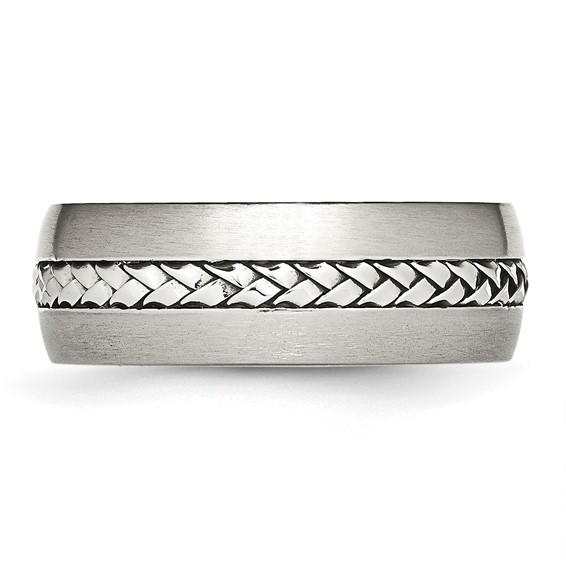 Chisel Stainless Steel Brushed and Polished Braided 8mm Band