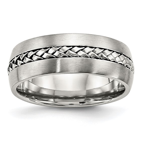 Chisel Stainless Steel Brushed and Polished Braided 8mm Band