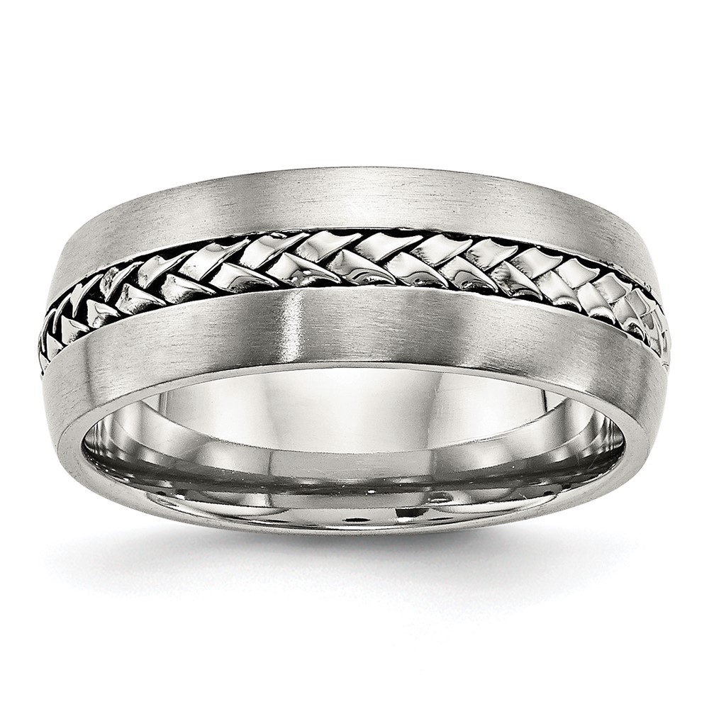Stainless Steel Brushed and Polished Braided 8mm Band