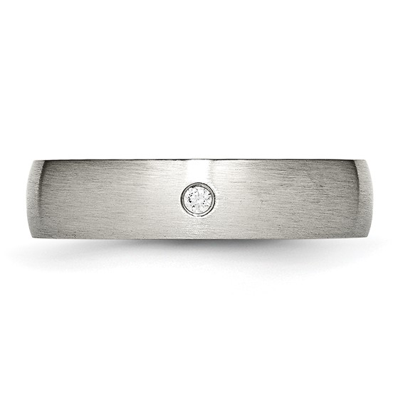 Chisel Stainless Steel Brushed with CZ Half Round 5.5mm Band