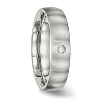 Chisel Stainless Steel Brushed Band with CZ Half Round 5.5mm view 5