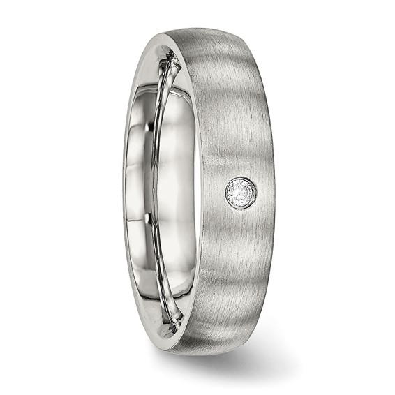 Chisel Stainless Steel Brushed with CZ Half Round 5.5mm Band
