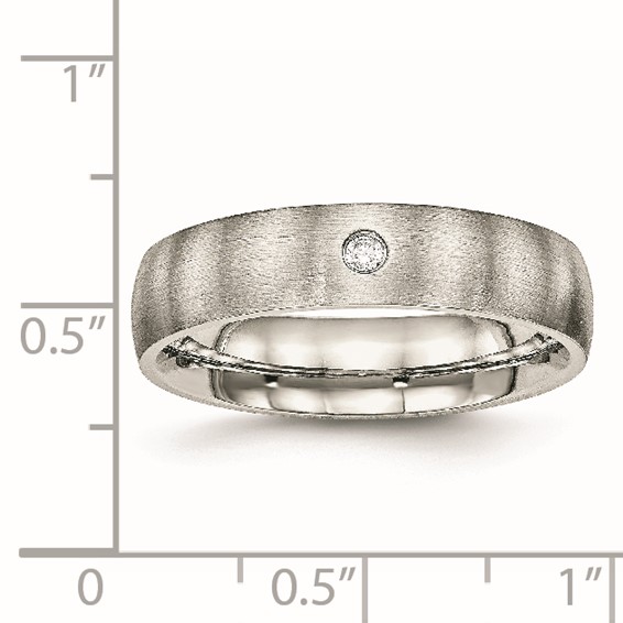 Chisel Stainless Steel Brushed with CZ Half Round 5.5mm Band