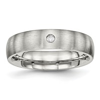 Chisel Stainless Steel Brushed Band with CZ Half Round 5.5mm view 1