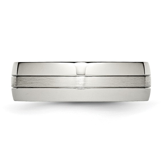 Chisel Stainless Steel Brushed and Polished 6.5mm Grooved Band