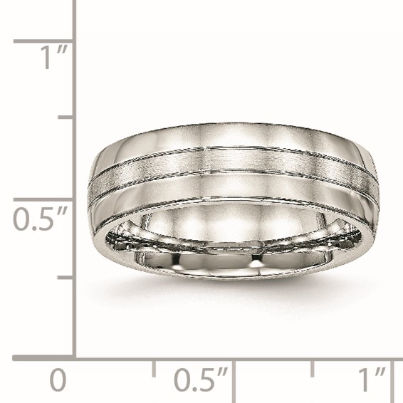 Chisel Stainless Steel Brushed and Polished 6.5mm Grooved Band