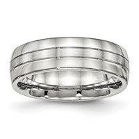 Chisel Stainless Steel Brushed and Polished 6.5mm Grooved Band view 1
