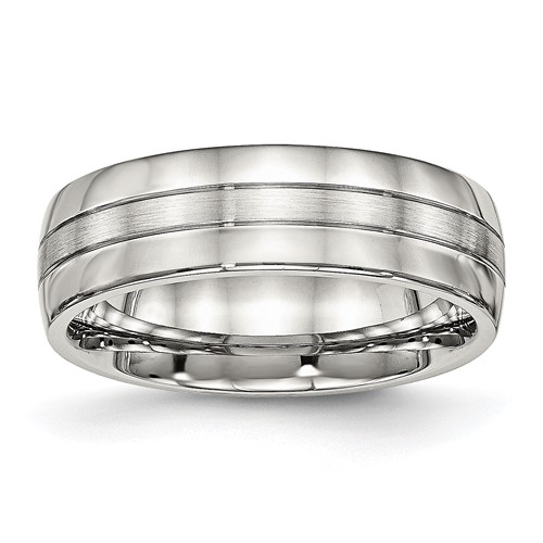 Chisel Stainless Steel Brushed and Polished 6.5mm Grooved Band
